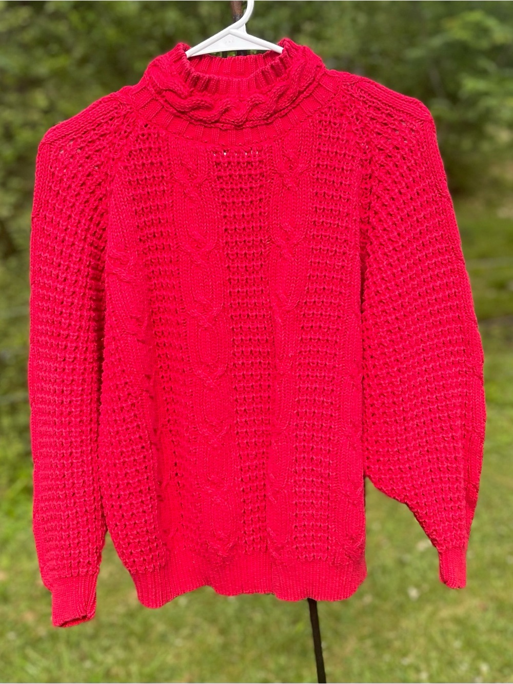 Cozy Red Cable Turtleneck Sweater - Women